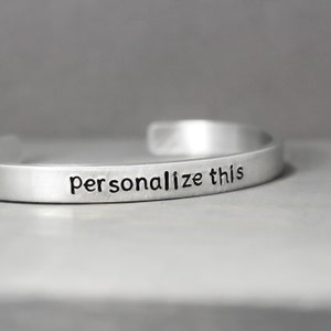 Custom Cuff Bracelet - Personalized Handstamped Jewelry - Customized Bracelet