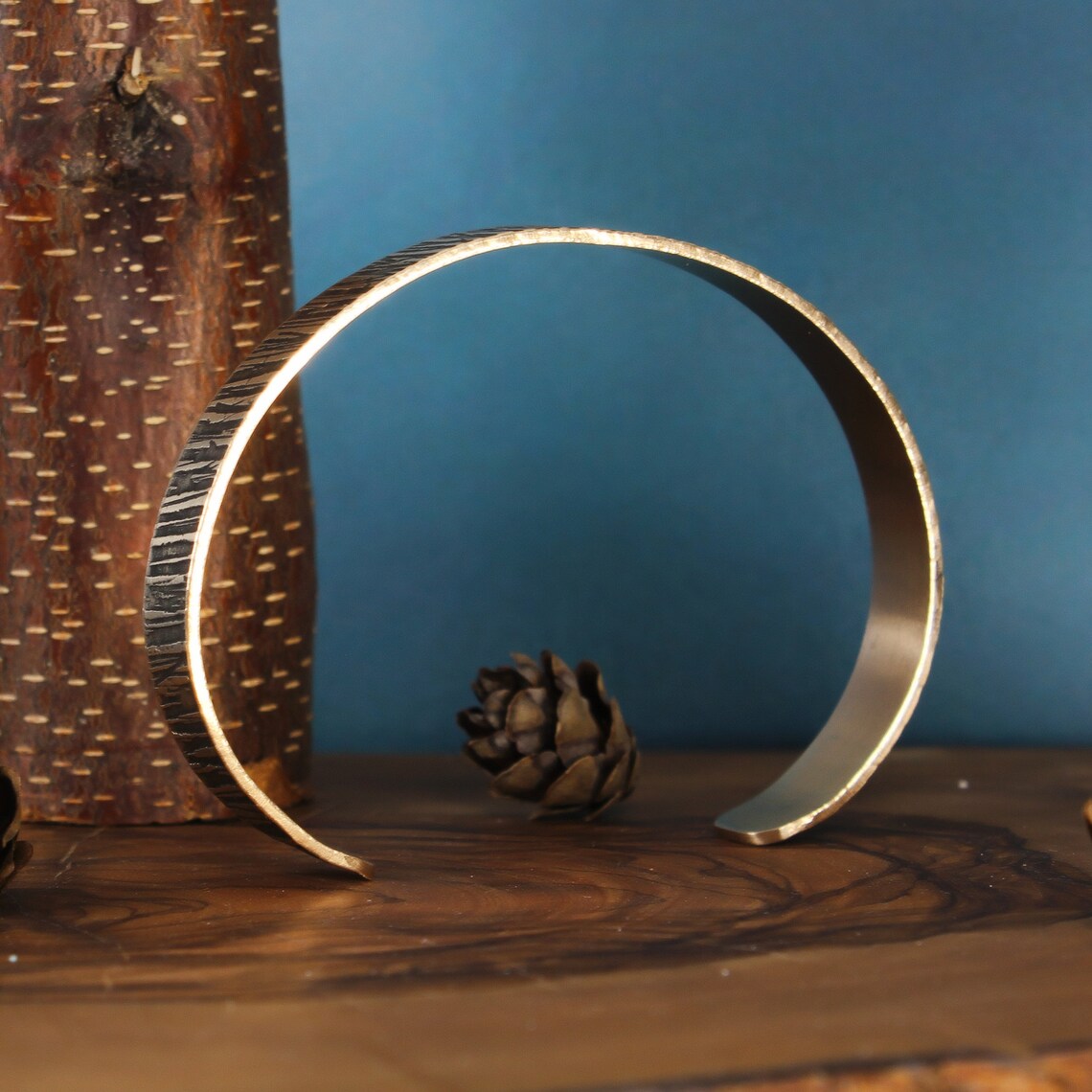 Bronze Cuff Bracelet Custom Mens Bracelet 3/8 Textured Cuff Etsy