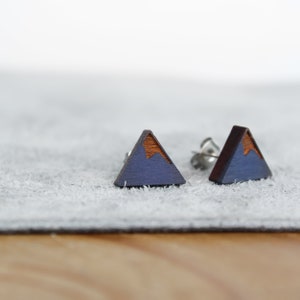 Mountain Earrings, Mountain Lover Gift, Wood Stud Earrings, Wanderlust Jewelry
