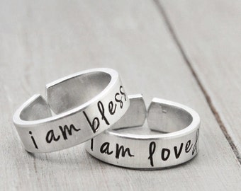 Mother Daughter Ring Set - I Am Blessed Ring - Mom Daughter Jewelry