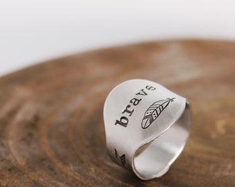 Brave Ring - Inspiration Ring - Handstamped Jewelry - Mindfulness Gift