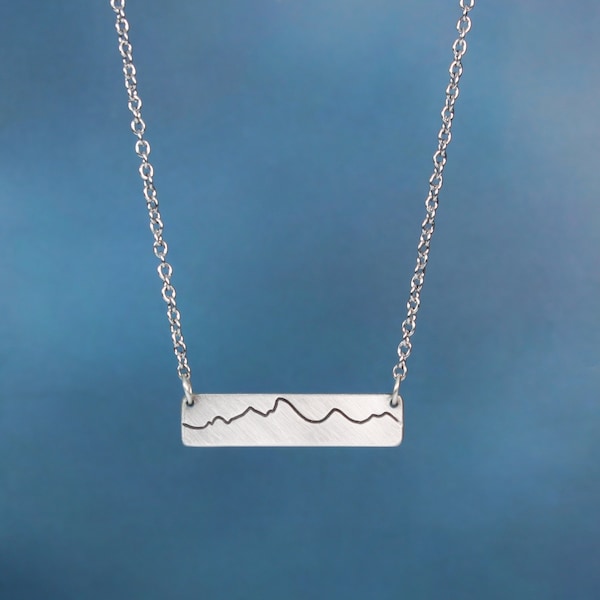 Mountain Range Necklace - Tetons Jewelry - Mountain Necklace Pewter