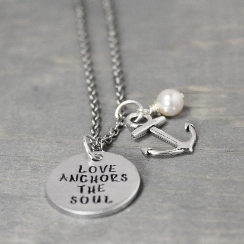 Personalized Anchor Necklace Love Anchors the Soul Etsy