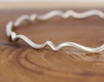 Sterling Silver Bangle, Silver Wave Bangle, Sold Silver Bangle, Silver Bangle Bracelet