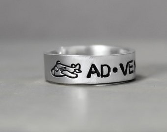 Adventure Ring - Airplane Ring - Travel Ring Handstamped Jewelry