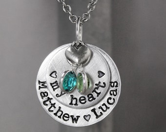 Kids Name Necklace, Mothers Necklace, 1st Mothers Day Gift, Family Birthstone Necklace