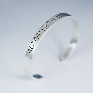 Coordinate Bracelet Sterling Silver Long Distance Relationship Latitude Longitude Bracelet image 2