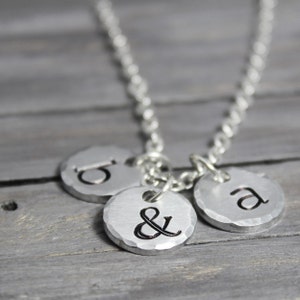 Dainty Initial Necklace Handstamped Necklace Mother of Two image 4