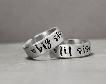 Personalized Sister Rings,  Sister Gift, Big Sis Lil Sis Rings