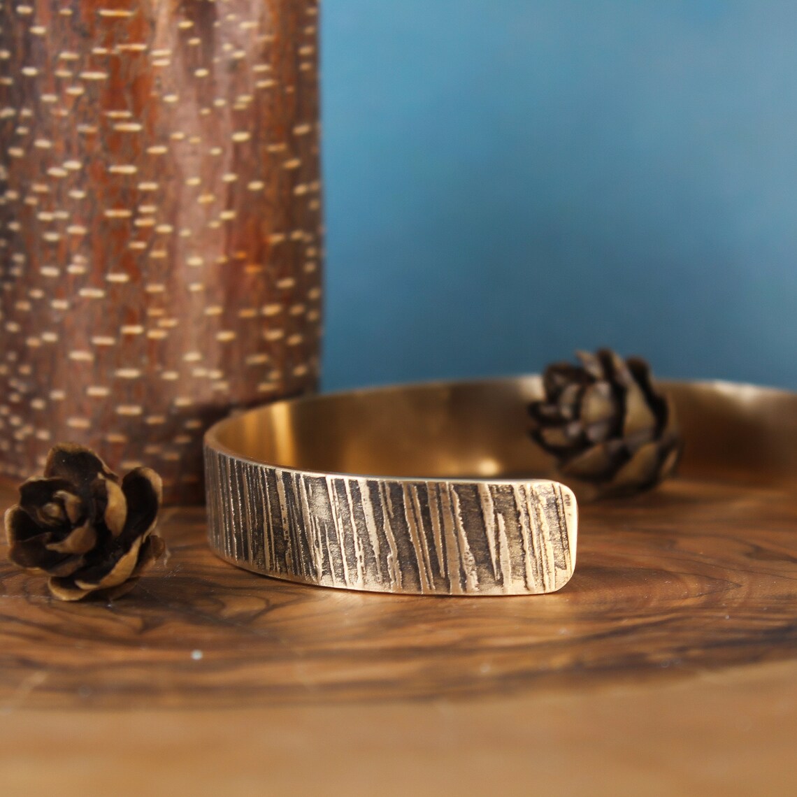 Bronze Cuff Bracelet Custom Mens Bracelet 3/8 Textured Cuff Etsy