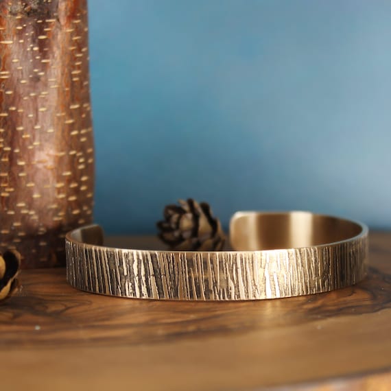 Bronze Cuff Bracelet, Custom Mens Bracelet 3/8 Textured Cuff
