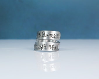 She is Fierce Ring - Wrap Ring - Inspiration Ring - Mindfulness Gift for Her