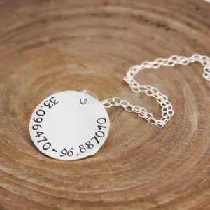 Sterling Silver Coordinate Necklace - Long Distance Relationship - Latitude Longitude Necklace