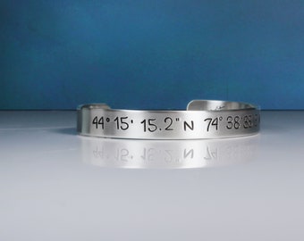 Silver Coordinate Bracelet - Latitude Longitude Bracelet - Personalized Jewelry