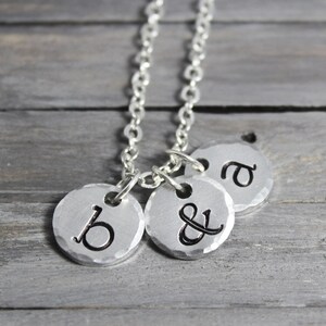 Dainty Initial Necklace Handstamped Necklace Mother of Two image 2