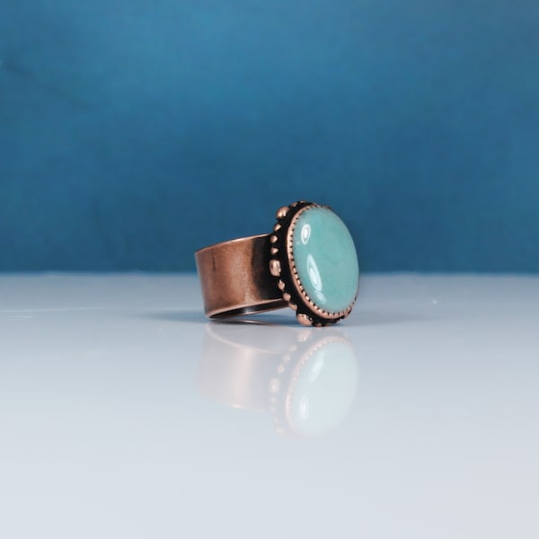 Copper Turquoise Ring - Copper Ring - Large Statement Ring - Meditation Ring