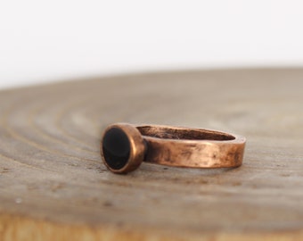 Black Tourmaline Ring - Copper Ring - Meditation Ring - Chakra Ring