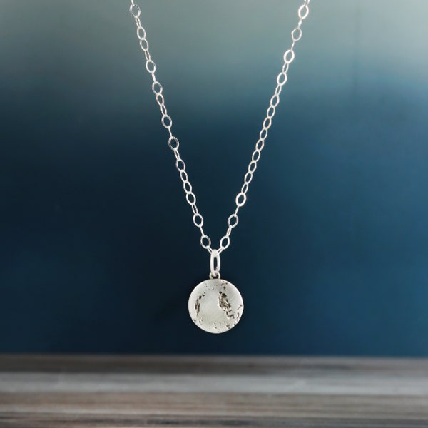 Silver Moon Necklace - Full Moon Pendant - Moon Jewelry