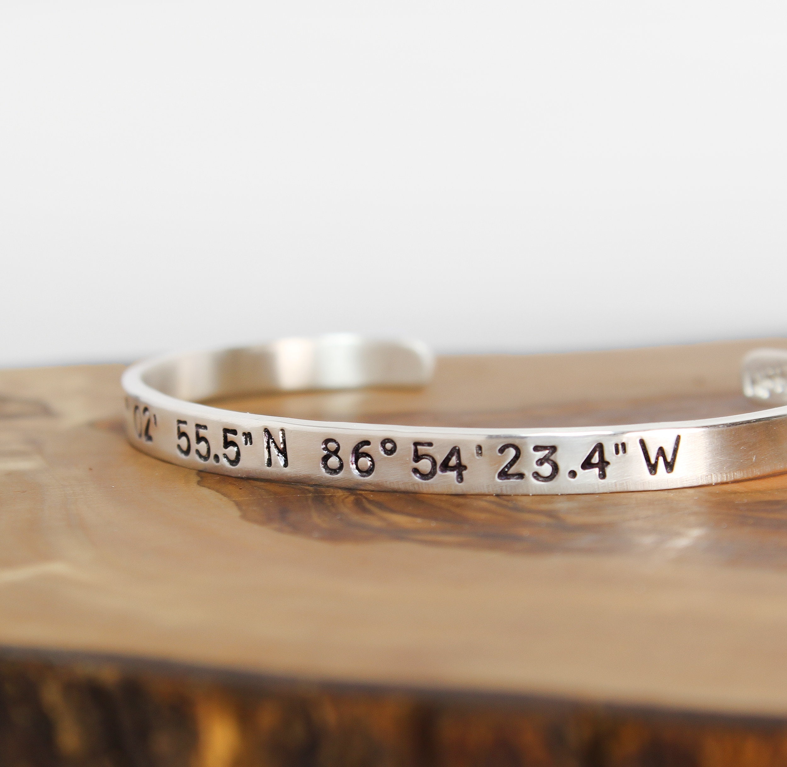 Latitude longitude sale bracelet sterling silver