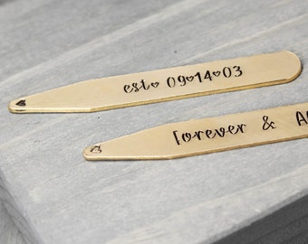 Personalized Collar Stays Bronze - Custom Collar Stays - Custom Wedding Gift