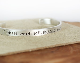 Music Teacher Gift - Sterling Silver Music Jewelry - Where Words Fail Music Speaks