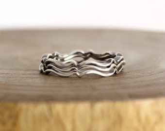 Thin Stacking Rings - Sterling Silver Stacking Rings - Silver Wave Rings - Silver Rings Set Of Three - Set of 3 Rings