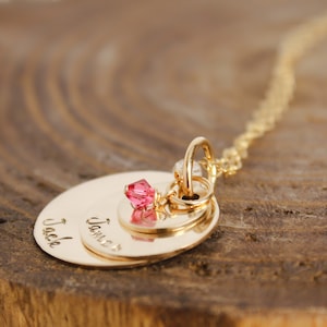 Mothers Necklace - Child Name Necklace - Family Birthstone Necklace for Mom