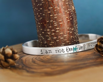 Silver Inspiration Bracelet - Not Sorry Cuff - Thin Silver Bracelet - Inspiration Jewelry MATURE