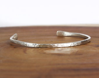 Hammered Cuff Bracelet, Hammered Silver Cuff , Sterling Silver Bracelet, 18th Birthday Gifts for Her, 8G