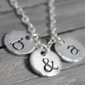 Dainty Initial Necklace Handstamped Necklace Mother of Two image 1