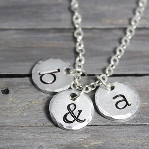 Dainty Initial Necklace Handstamped Necklace Mother of Two image 3