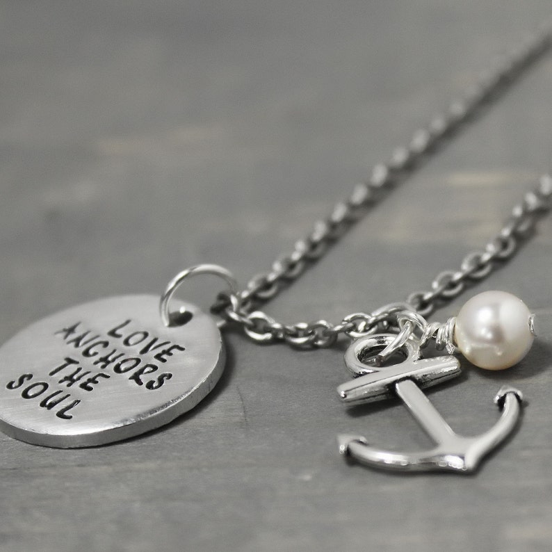 Personalized Anchor Necklace Love Anchors the Soul Etsy