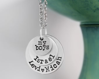 My Boys Mother Necklace  - Mom of Three Necklace - Kids Name Necklace