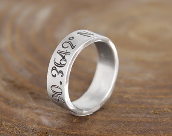 Custom Coordinate Ring - Latitude Longitude Ring - GPS Coordinate Jewelry