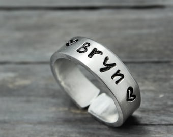 Custom Name Ring - Custom Engraved Ring - Handstamped Jewelry