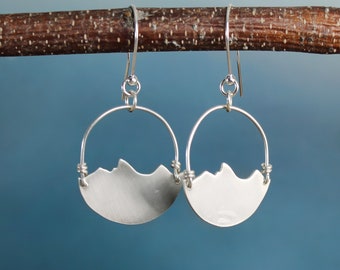 Silver Mountain Earrings - Horizon Earrings - Mountain Jewelry - Mountain Range Earrings - Dangle Earrings