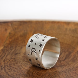 Stars and Moon Ring, Moon and Stars Ring, Celestial Jewelry, Boho Rings for Women