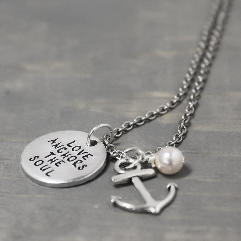 Personalized Anchor Necklace Love Anchors the Soul Etsy