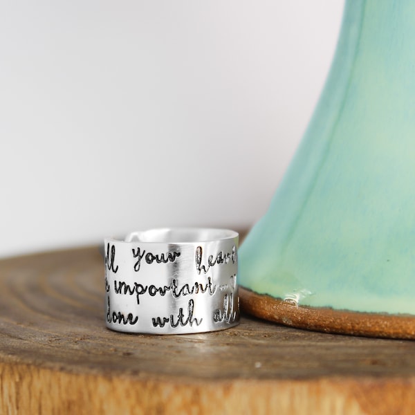 Silver Inspirational Ring -  Sterling Silver Quote Ring - Personalized Ring