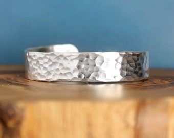 Wide Sterling Silver Cuff Bracelet, Personalized Jewelry, Hammered Silver Cuff, Hand Stamped Cuff