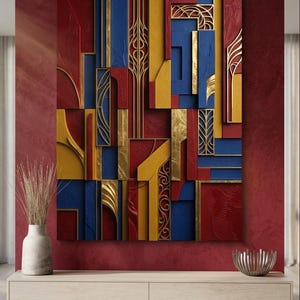 Colorful Geometric Abstract Wall Art | Bold Modern High Quality Print | Contemporary Home Decor Living Room Bedroom Gift