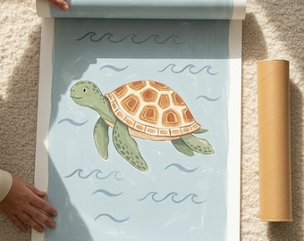 Meeresschildkröte Druck, Aquarell Ozean, Kinderzimmer Dekor, Küstenposter, Unter dem Meer Poster, Digitaler Download