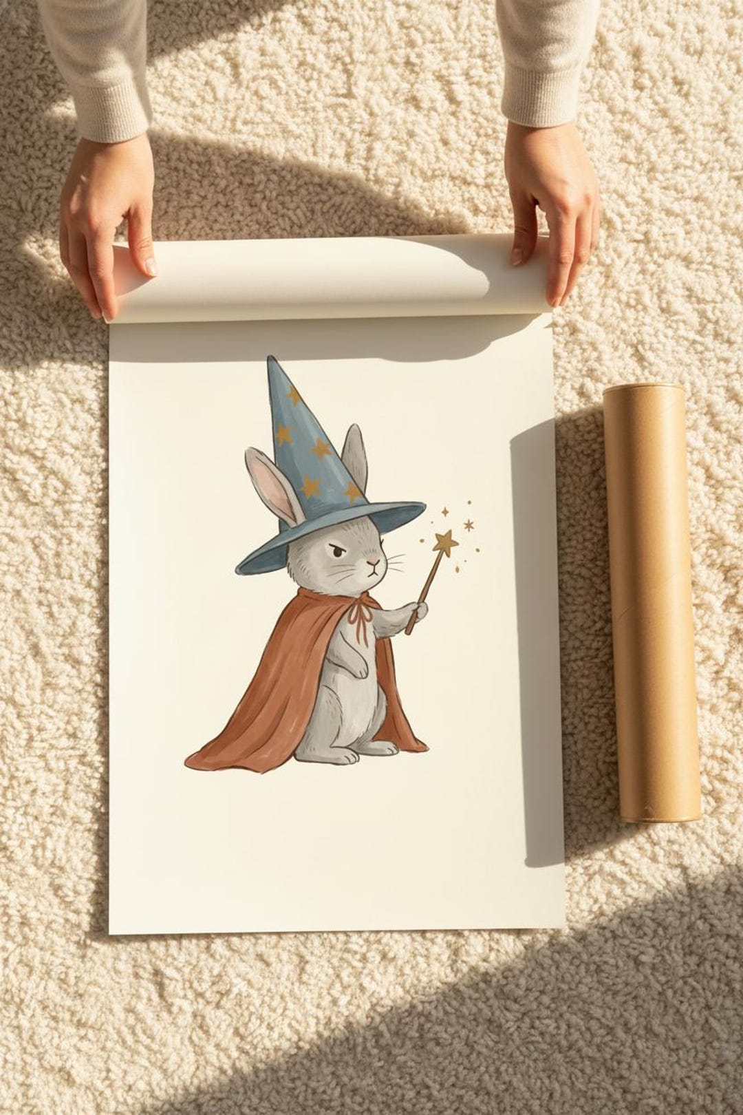 Wizard Ribbit Wizard Rabbit Print, Whimsical Bunny Wall Art, Magical Nursery Decor ...