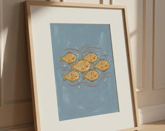 Fischschwarm, Meer Fische Poster, Fischschwarm Poster, Meeresleben Poster, Fischschwarm, Fischposter, 1960er Jahre Kunstdruck