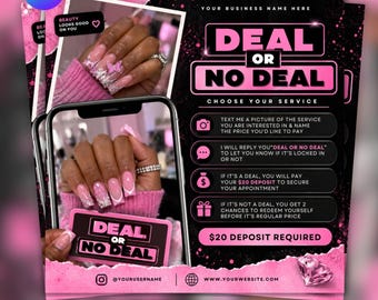 Nail Deal Flyer Nail Booking Flyer Nail Special Deal Flyer Nail Tech Flyer Deal or No Deal (Digital download)