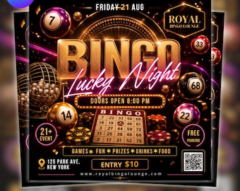 Editable Bingo Night Flyer Template | Casino Fundraiser Invite (Digital Download)