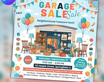 Editable Neighborhood Garage Flyer Template | Community (Instant Download)