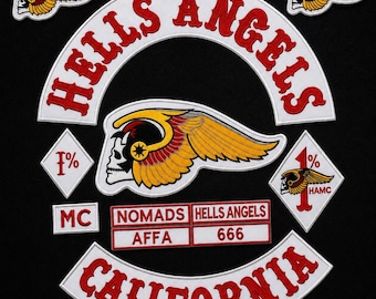Biker Patch Set Hell Angels Nomads MC California Vest Kit Embrioded