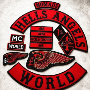 Hell Angles Broderad Patch Set Anpassade Biker Jacket Patches för Väst