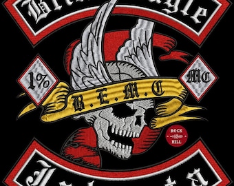 Blind Eagle Biker Patch – Skull Wings MC Motorcycle Vest Emblem, Iron-On Sew-On Back Patch